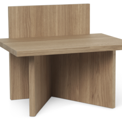 Minimalist wooden side table with a backrest