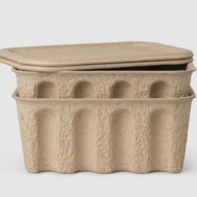 Textured, eco-friendly storage container with a lid, made of recycled material