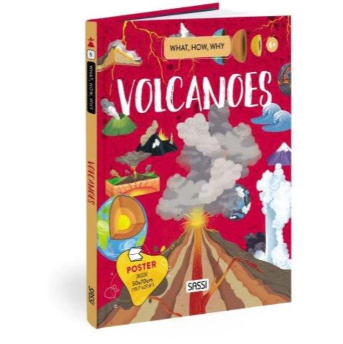 a book with an image of volcanos on it