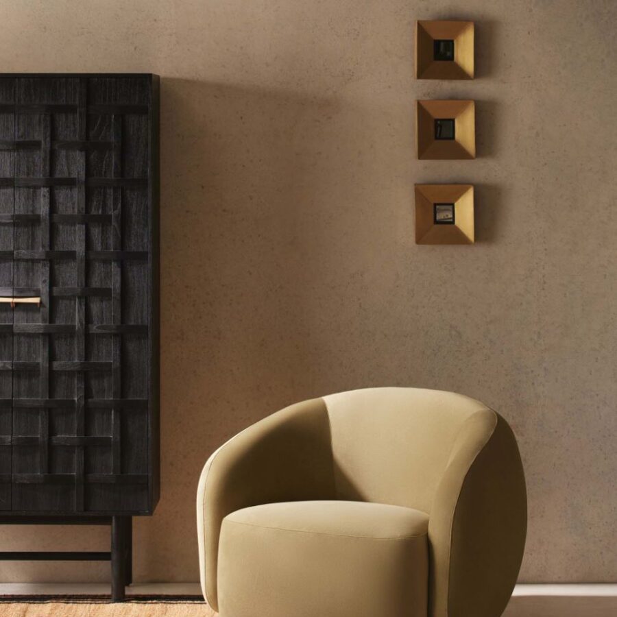 a chair and a cabinet in a room