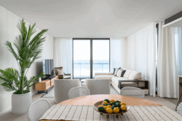 Timber venetian blinds adding warmth to a heritage-style room