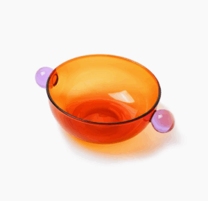 "Lollipop" Glass Bowl - Amber & Purple Colour Block