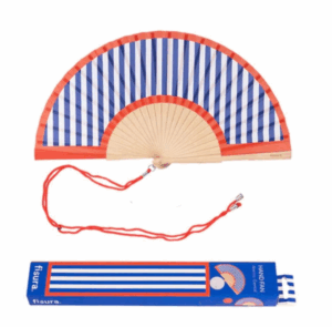 Hand Fan w/Gift Box -  Red & Blue Stripes