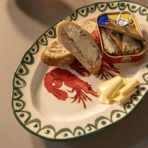 Shrimp serving plate close-up design detail