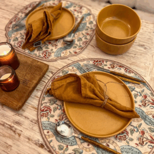 Decorative vinyl placemat styled on dining table