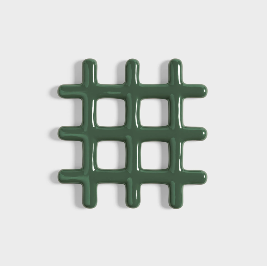 Green Trivet – Grid Design Green trivet with grid pattern for heat protection