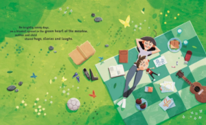 mother and child story book illustration