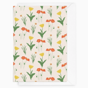Jardin Flower Garden Notecard flat lay on white background