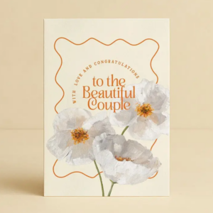 Beautiful Couple Poppies Greeting Card front cover illustration