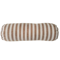cinnamon striped bolster cushion styled on sofa
