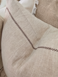 linen cotton cushion brown embroidery