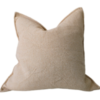 Linen cotton cushion peach 55cm feather filled