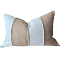linen cotton cushion 40x60cm peach and white