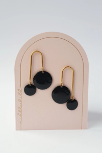 black bubble earrings sculptural round design lightweight statement jewellery