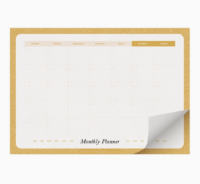 monthly planner notepad a4 ochre composition full layout view