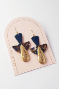 showgirl earrings navy lightweight statement earrings