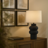 black ceramic table lamp styled bedside modern interior lighting