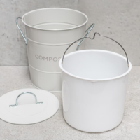 Kitchen compost bucket Australia chalk showing removable plastic liner and handle