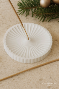 Scallop incense holder in white with smooth matte finish, handmade in Perth