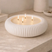 Lychee peony soy candle in ribbed vessel, handmade in Australia