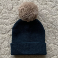 Kids cotton beanie Australia navy vizon pom pom 100% soft cotton for ages 0 to 8
