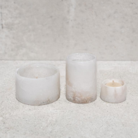 Alabaster candle holder Australia medium glowing with soft candlelight through stone